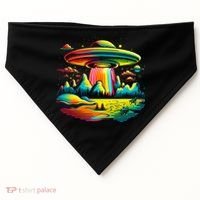 UFO Alien Retro Bright Mountain Lake Camping Visitor USA-Made Doggie Bandana thumb 0