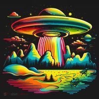 UFO Alien Retro Bright Mountain Lake Camping Visitor Coaster thumb 2
