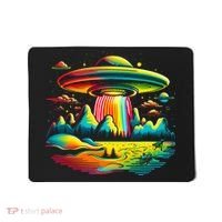 UFO Alien Retro Bright Mountain Lake Camping Visitor Mousepad thumb 0