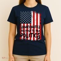Unvaccinated And Ready To Talk Politics Funny US Flag T-Shirt thumb 4