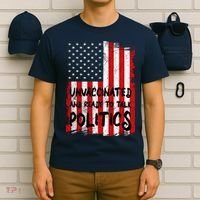 Unvaccinated And Ready To Talk Politics Funny US Flag T-Shirt thumb 6