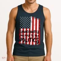 Unvaccinated And Ready To Talk Politics Funny US Flag Tank Top thumb 3