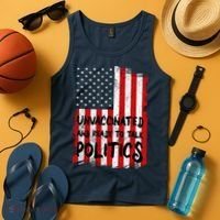 Unvaccinated And Ready To Talk Politics Funny US Flag Tank Top thumb 4