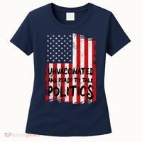 Unvaccinated And Ready To Talk Politics Funny US Flag Women's T-Shirt thumb 0