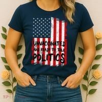Unvaccinated And Ready To Talk Politics Funny US Flag Women's T-Shirt thumb 2