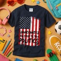 Unvaccinated And Ready To Talk Politics Funny US Flag Kids T-Shirt thumb 3