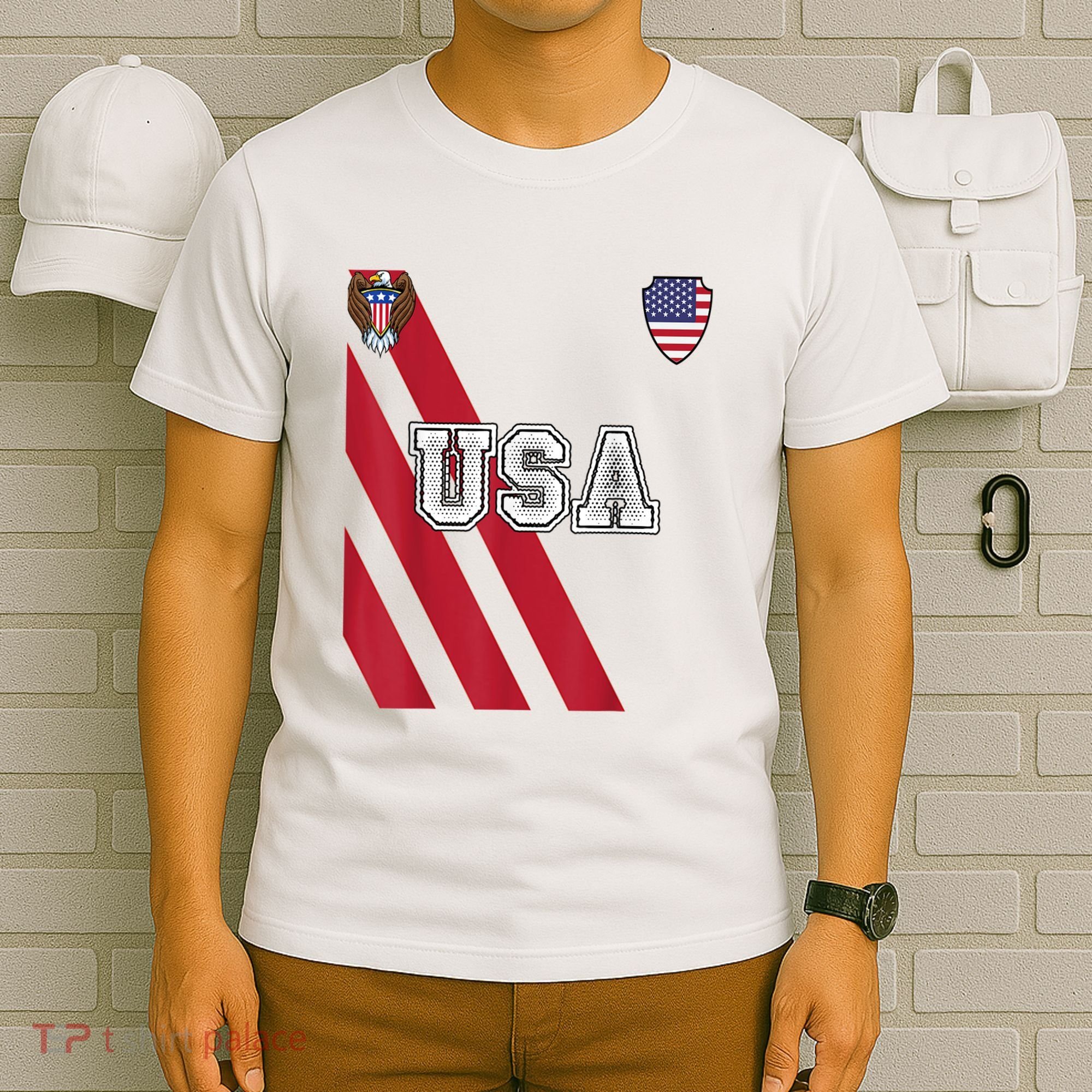 Usa America Soccer Jersey Red Blue Football Usa 2026 T-Shirt
