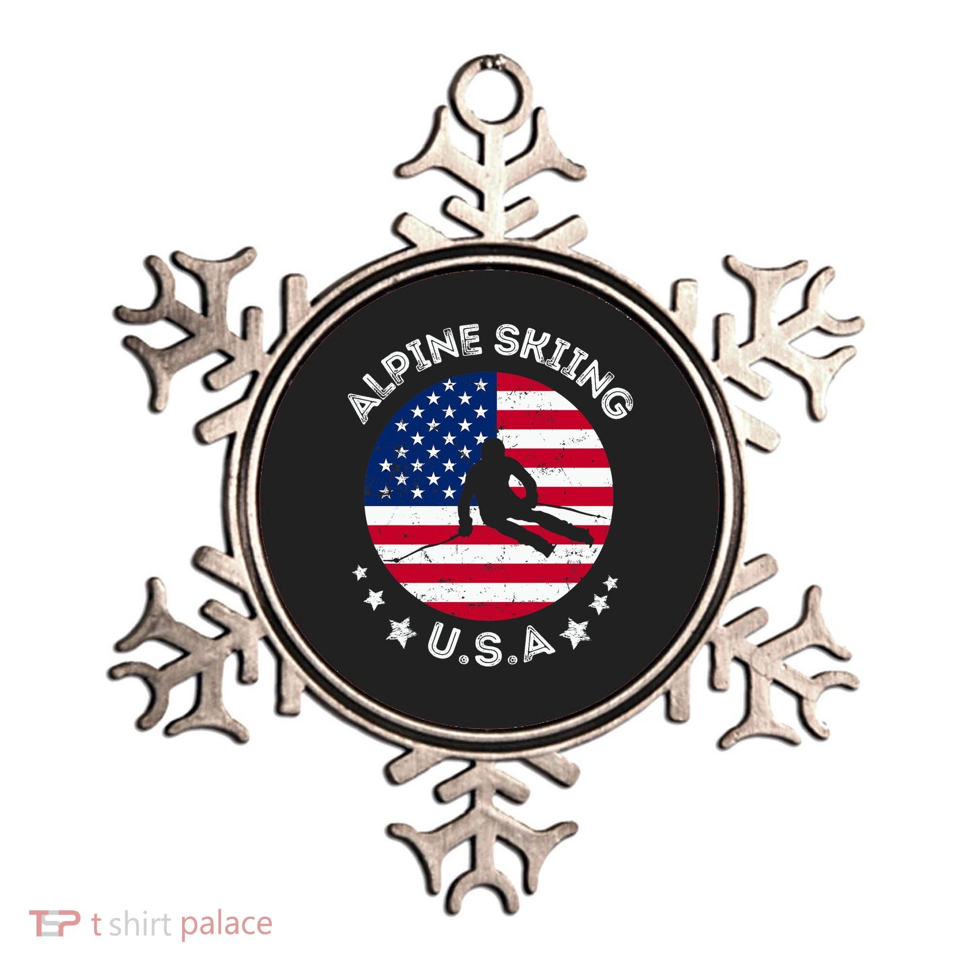 US Alpine Skiing Team Retro Support USA Downhill Skiing Team Ornament
