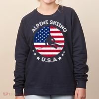 US Alpine Skiing Team Retro Support USA Downhill Skiing Team Women's Sweatshirt thumb 0