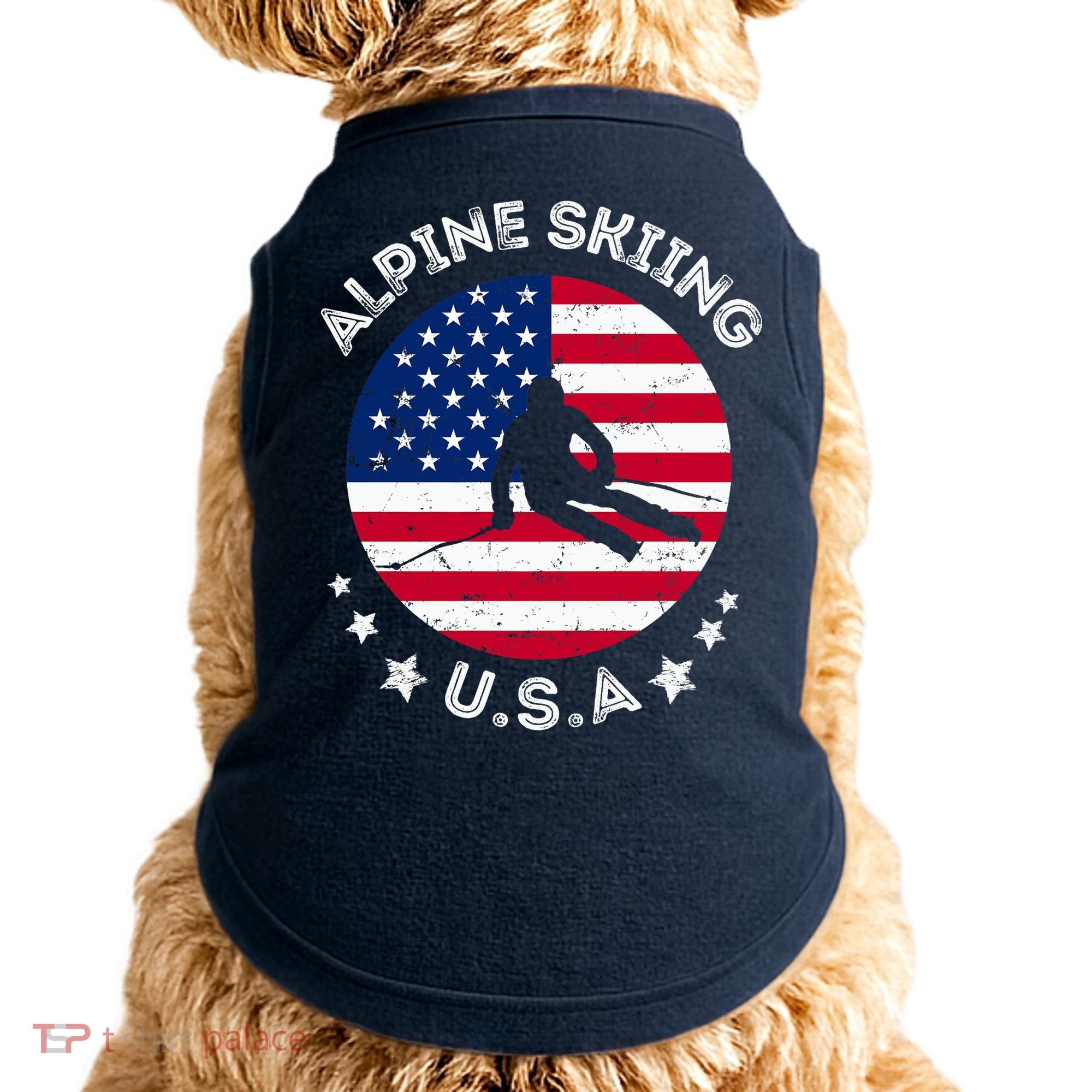 US Alpine Skiing Team Retro Support USA Downhill Skiing Team Doggie Tank