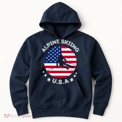 US Alpine Skiing Team Retro Support USA Downhill Skiing Team Hoodie