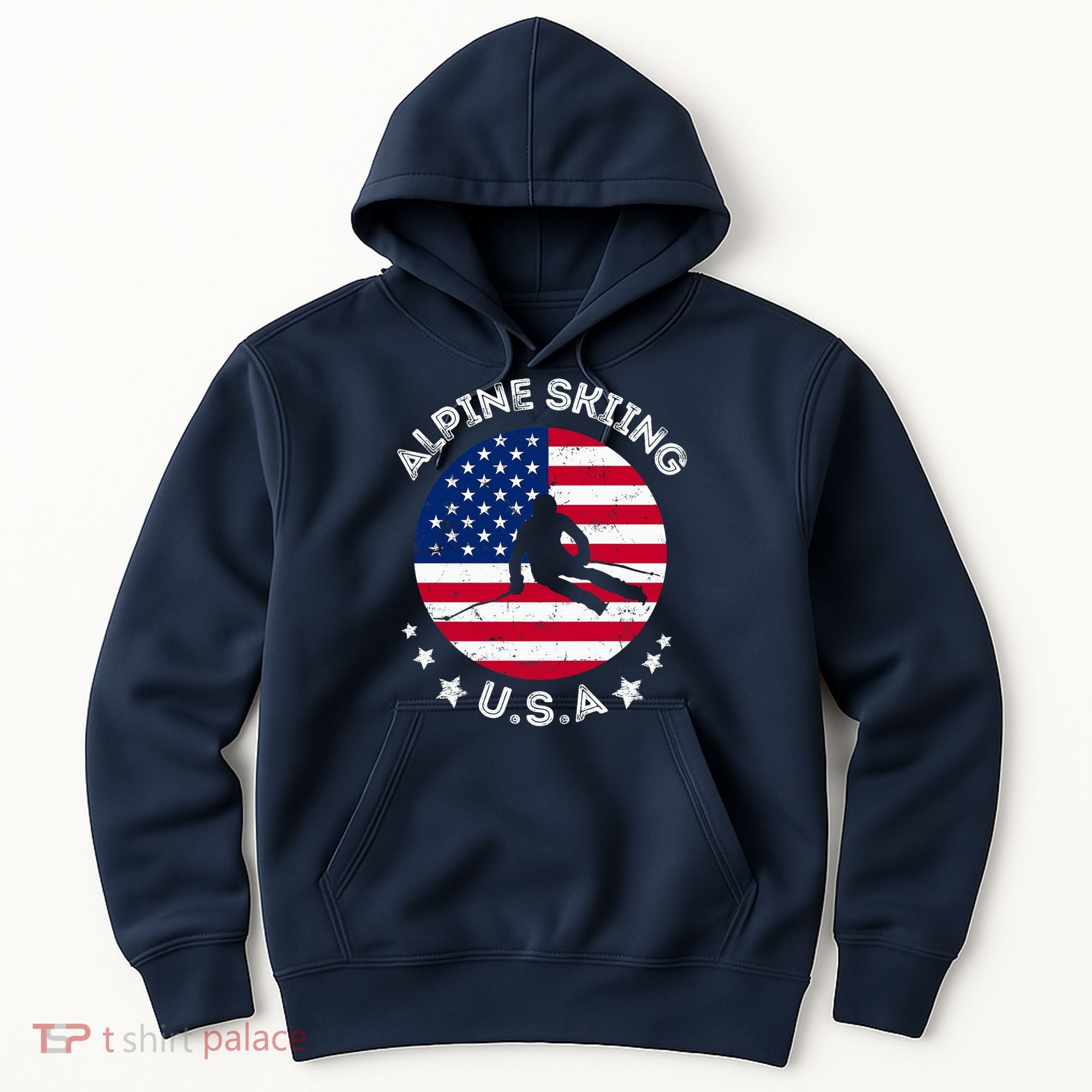 US Alpine Skiing Team Retro Support USA Downhill Skiing Team Hoodie