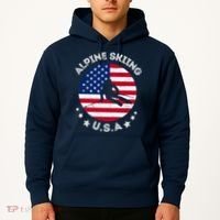 US Alpine Skiing Team Retro Support USA Downhill Skiing Team Hoodie thumb 2