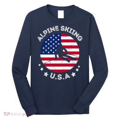 US Alpine Skiing Team Retro Support USA Downhill Skiing Team Long Sleeve Shirt