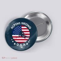 US Alpine Skiing Team Retro Support USA Downhill Skiing Team Button thumb 0