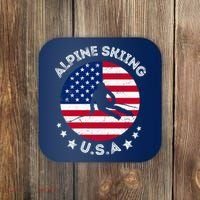 US Alpine Skiing Team Retro Support USA Downhill Skiing Team Coaster thumb 0