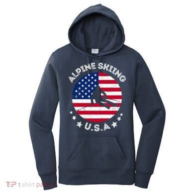US Alpine Skiing Team Retro Support USA Downhill Skiing Team Women's Hoodie