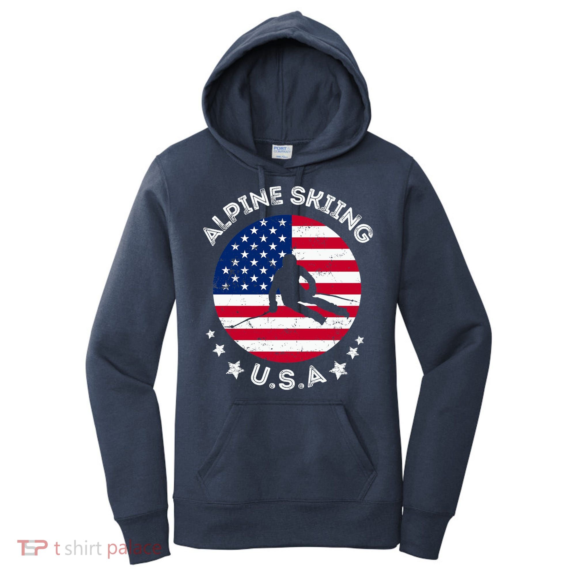 US Alpine Skiing Team Retro Support USA Downhill Skiing Team Women's Hoodie