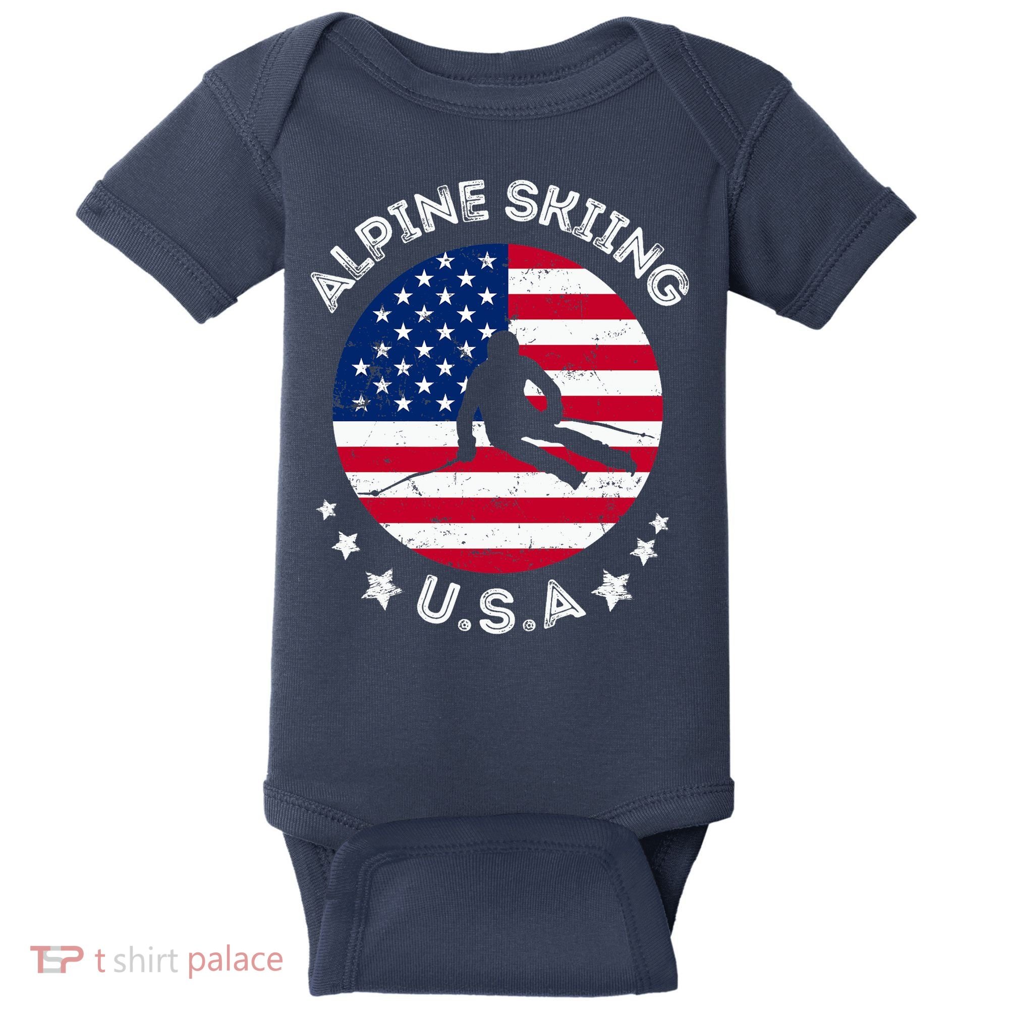 US Alpine Skiing Team Retro Support USA Downhill Skiing Team Baby Bodysuit