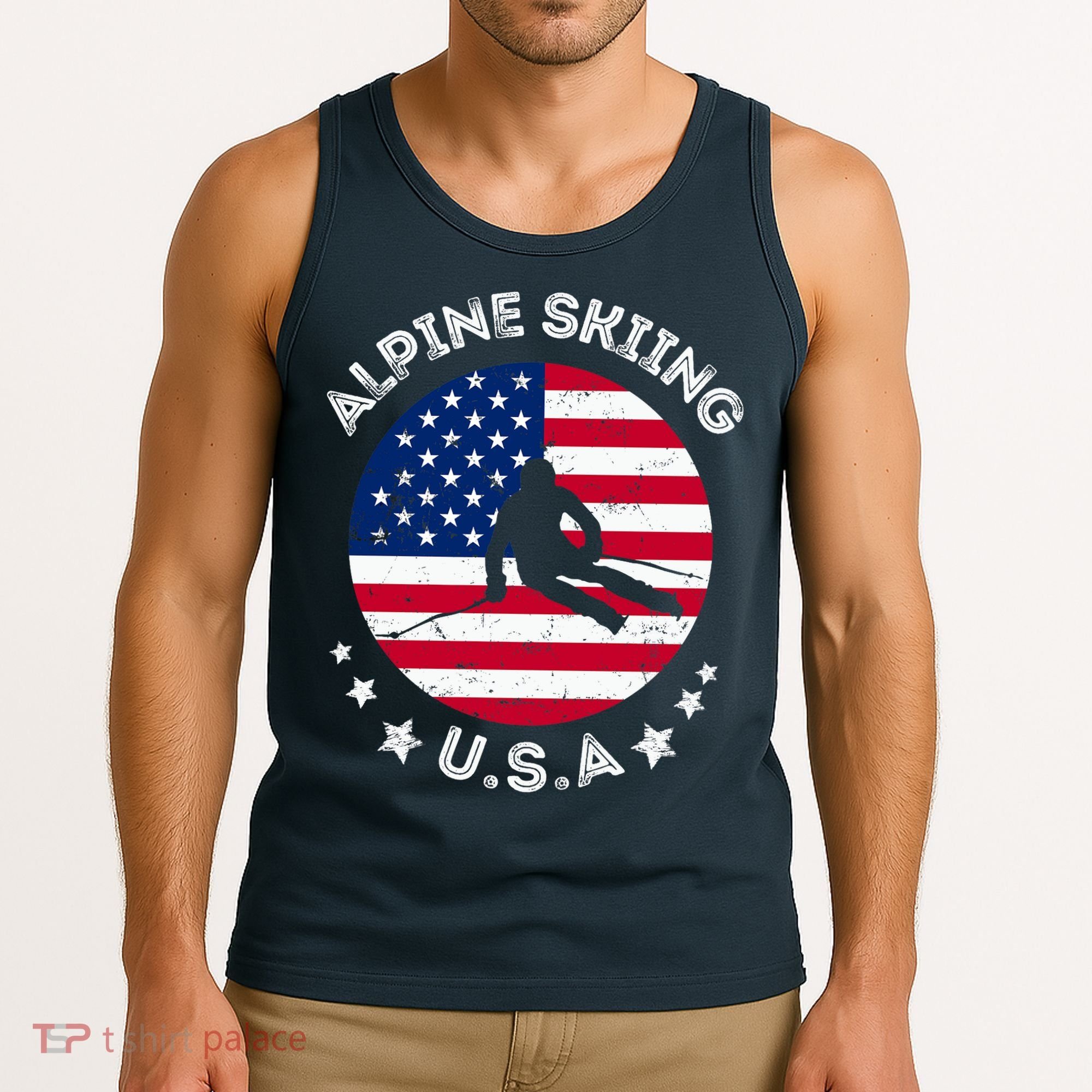 US Alpine Skiing Team Retro Support USA Downhill Skiing Team Tank Top