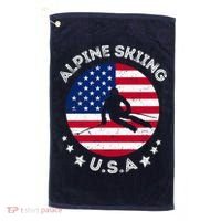 US Alpine Skiing Team Retro Support USA Downhill Skiing Team Golf Towel thumb 0