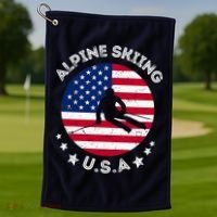 US Alpine Skiing Team Retro Support USA Downhill Skiing Team Golf Towel thumb 1