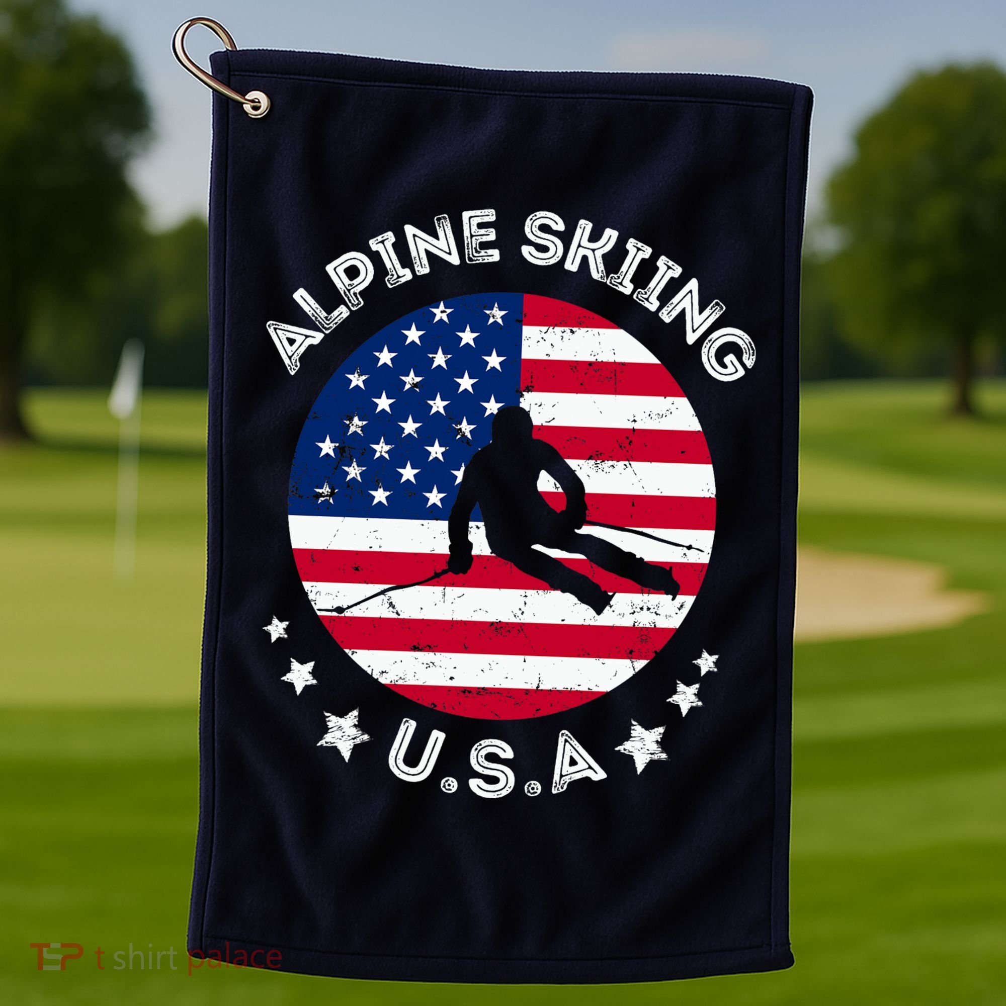US Alpine Skiing Team Retro Support USA Downhill Skiing Team Golf Towel