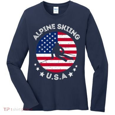 US Alpine Skiing Team Retro Support USA Downhill Skiing Team Women's Long Sleeve Shirt
