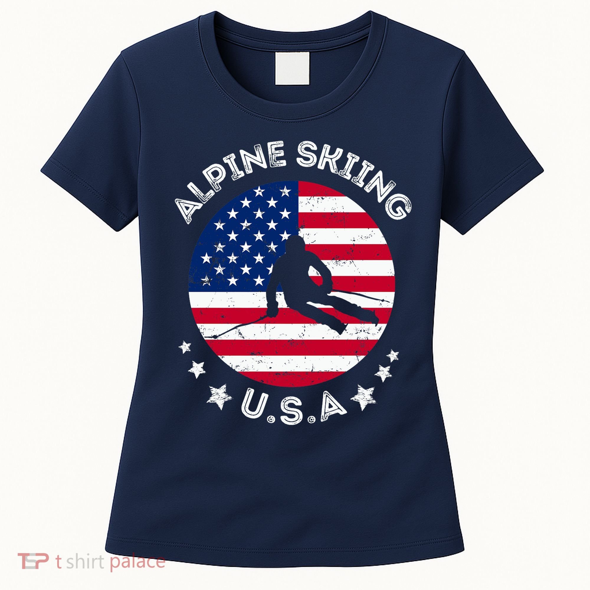 US Alpine Skiing Team Retro Support USA Downhill Skiing Team Women's T-Shirt