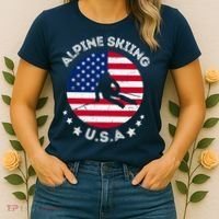 US Alpine Skiing Team Retro Support USA Downhill Skiing Team Women's T-Shirt thumb 2