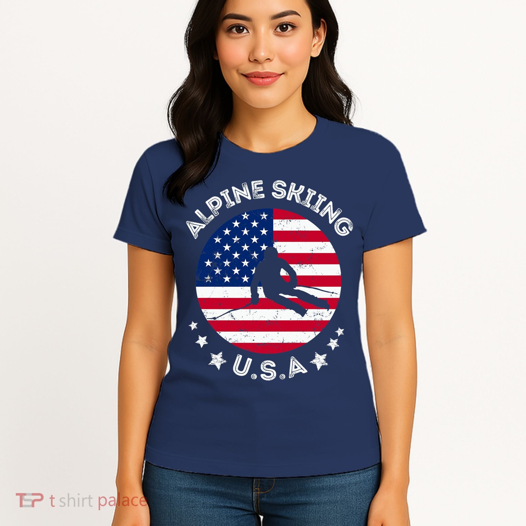 US Alpine Skiing Team Retro Support USA Downhill Skiing Team Women's T-Shirt