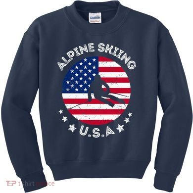 US Alpine Skiing Team Retro Support USA Downhill Skiing Team Kids Sweatshirt