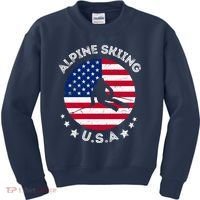 US Alpine Skiing Team Retro Support USA Downhill Skiing Team Kids Sweatshirt thumb 0