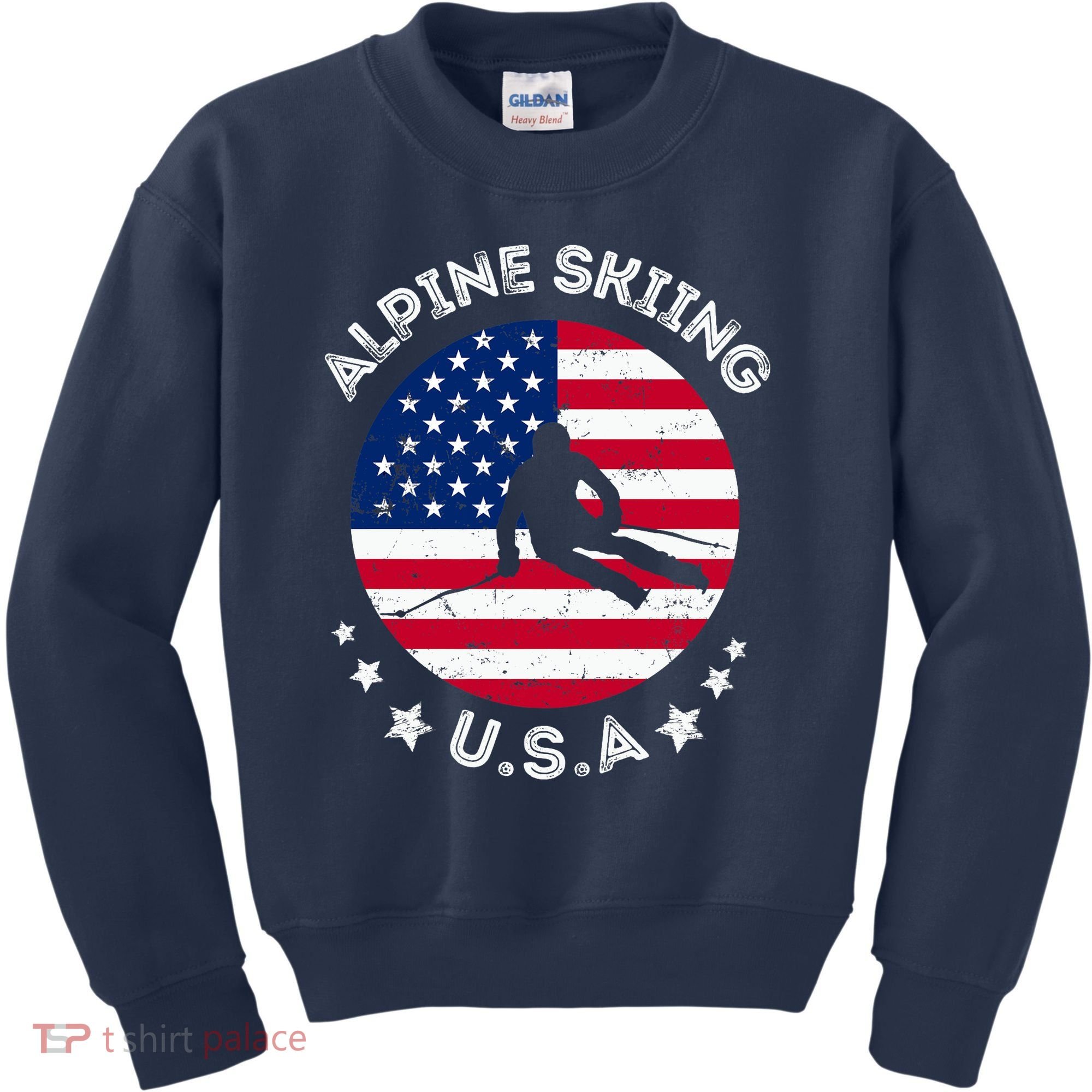US Alpine Skiing Team Retro Support USA Downhill Skiing Team Kids Sweatshirt