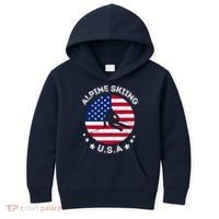 US Alpine Skiing Team Retro Support USA Downhill Skiing Team Kids Hoodie thumb 0