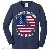 US Alpine Skiing Team Retro Support USA Downhill Skiing Team Kids Long Sleeve Shirt thumb 0
