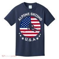 US Alpine Skiing Team Retro Support USA Downhill Skiing Team Kids T-Shirt thumb 0