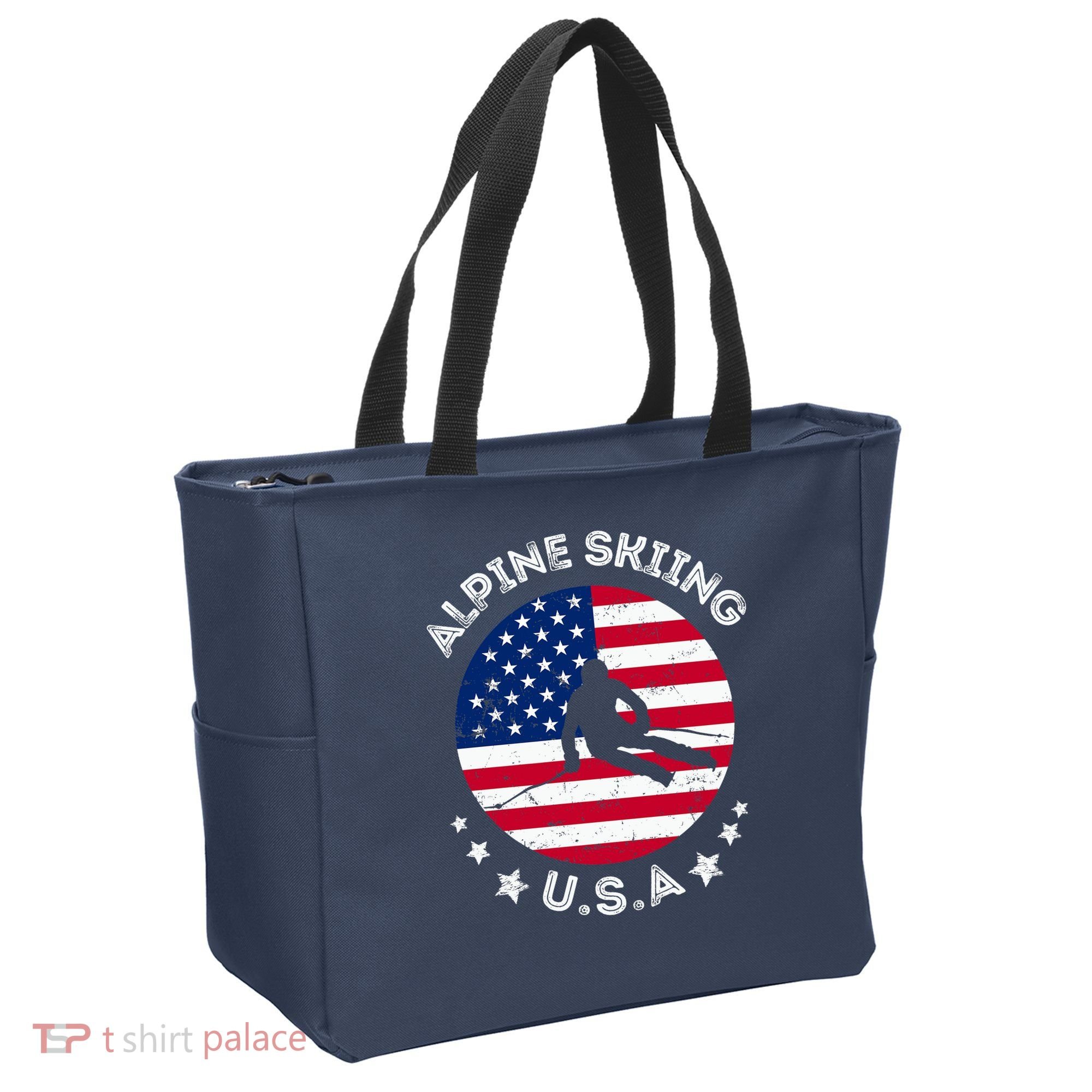 US Alpine Skiing Team Retro Support USA Downhill Skiing Team Tote Bag