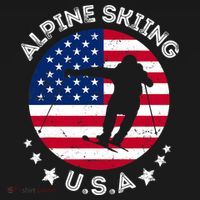 USA Alpine Skiing Team Retro Support USA Downhill Skiing Ornament thumb 1