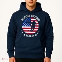 USA Alpine Skiing Team Retro Support USA Downhill Skiing Hoodie thumb 2