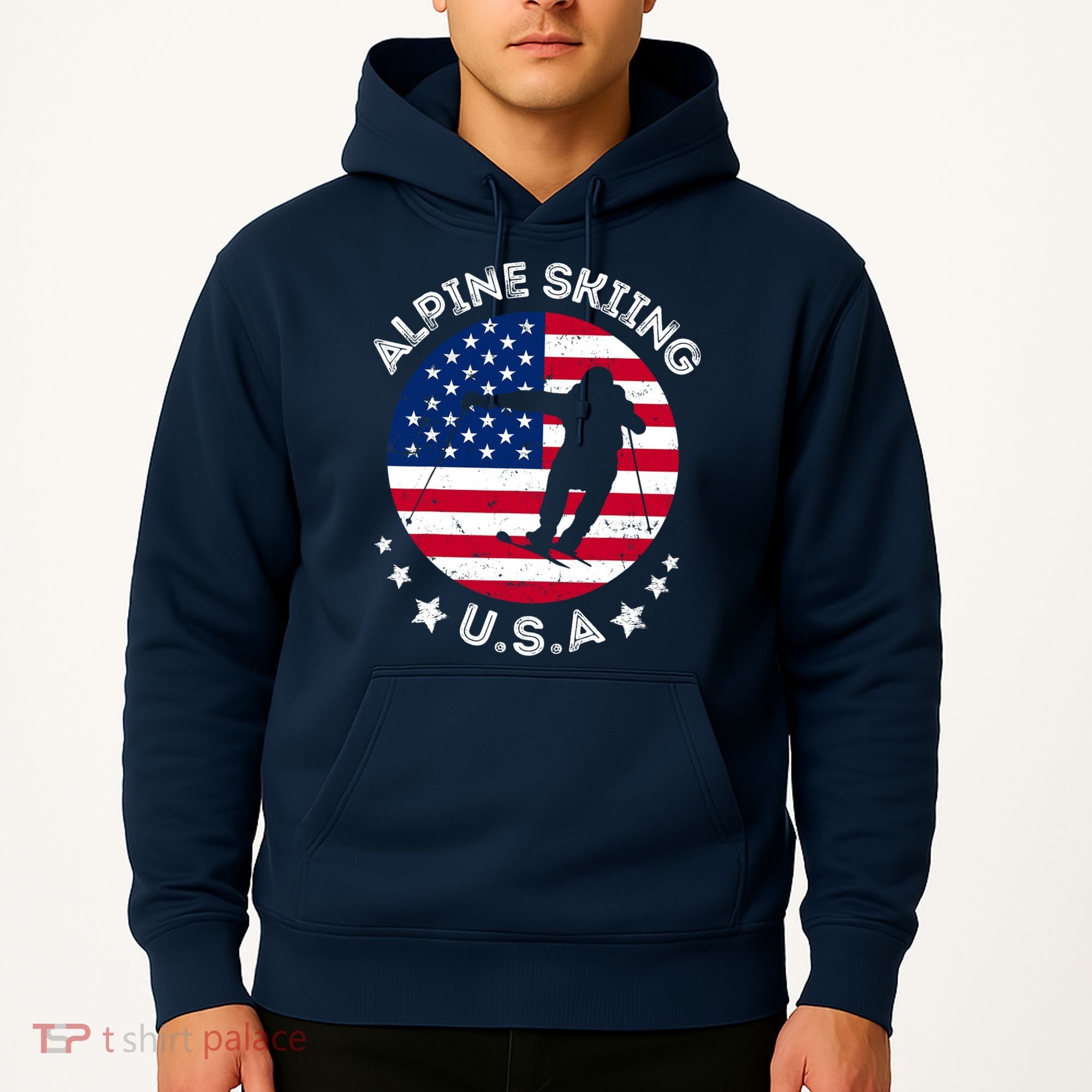 USA Alpine Skiing Team Retro Support USA Downhill Skiing Hoodie