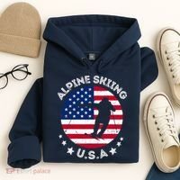 USA Alpine Skiing Team Retro Support USA Downhill Skiing Hoodie thumb 4