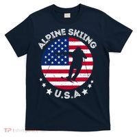 USA Alpine Skiing Team Retro Support USA Downhill Skiing T-Shirt thumb 0