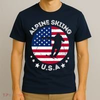USA Alpine Skiing Team Retro Support USA Downhill Skiing T-Shirt thumb 3