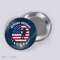 USA Alpine Skiing Team Retro Support USA Downhill Skiing Button thumb 0