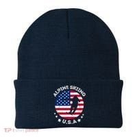 USA Alpine Skiing Team Retro Support USA Downhill Skiing Beanie thumb 0