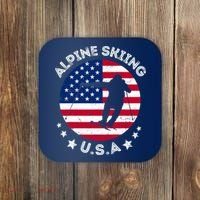 USA Alpine Skiing Team Retro Support USA Downhill Skiing Coaster thumb 0