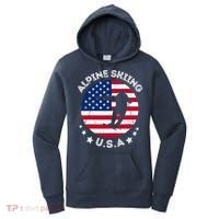 USA Alpine Skiing Team Retro Support USA Downhill Skiing Women's Hoodie thumb 0