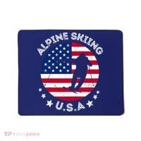 USA Alpine Skiing Team Retro Support USA Downhill Skiing Mousepad thumb 0