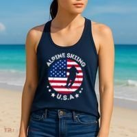 USA Alpine Skiing Team Retro Support USA Downhill Skiing Women's Tank Top thumb 2